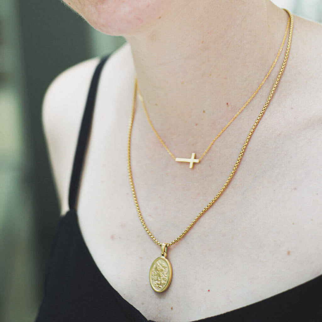 Gold Cross necklace sideways cross Lia koragarro