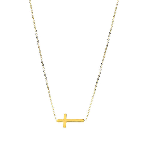 Gold Cross necklace sideways cross Lia koragarro
