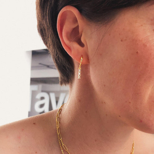 sterling sivler drop earrings huggie hoops lucent camille koragarro