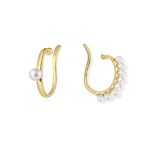 Kora Garro jewelry pearl earrings cuff mismatch imitation pearl Audrey