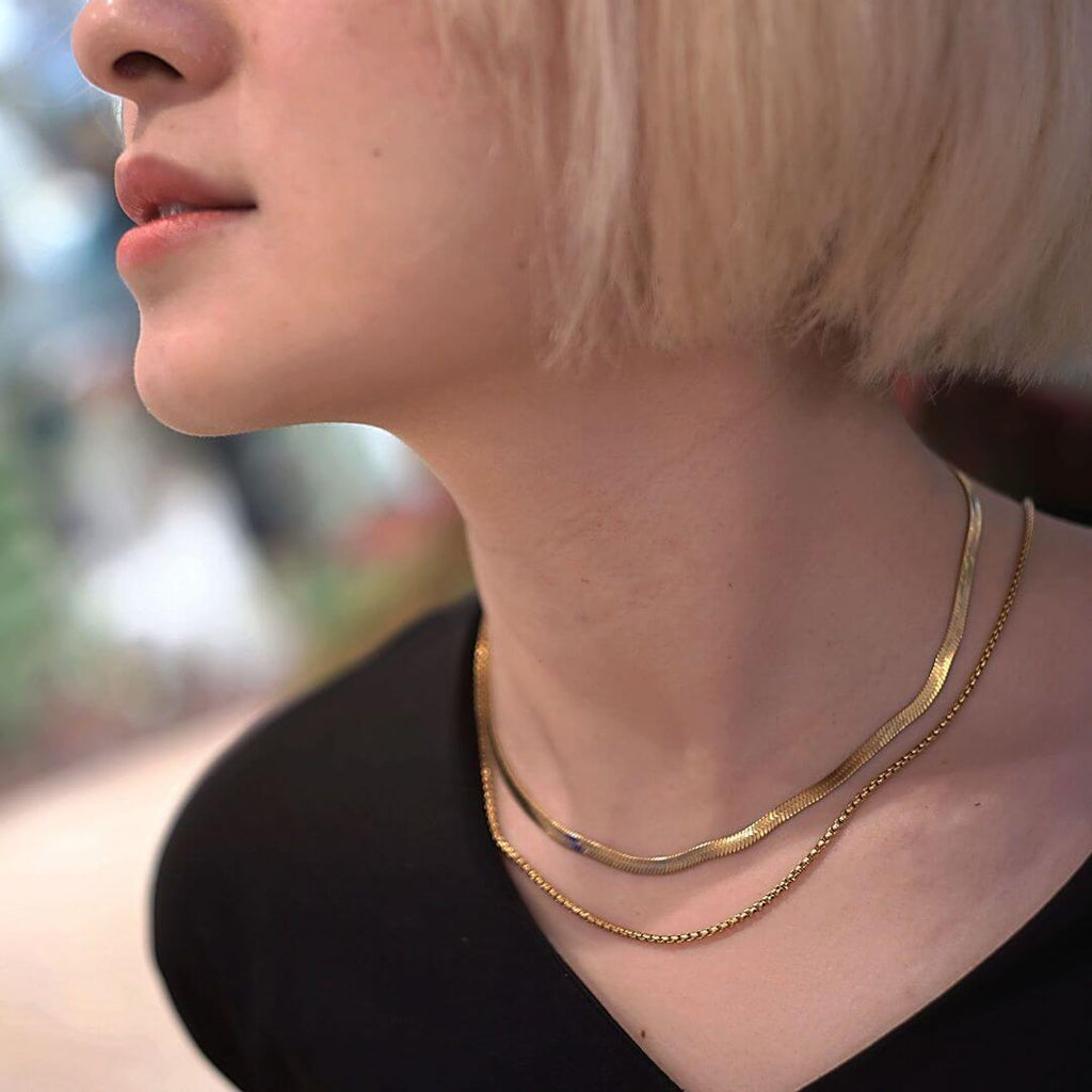 Gold Flat Snake Chain Necklace | boohoo