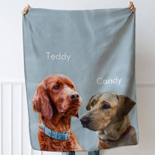 Load image into Gallery viewer, dog photo blanket, pet face blanket, pet portrait blanket, gifts for dog lovers, dog lovers gifts, gifts for dog owners, custom dog blanket, dog memorial gifts, pet memorial gifts, dog loss gifts, cat dad gifts, dog mom gifts, father&#39;s day gifts
