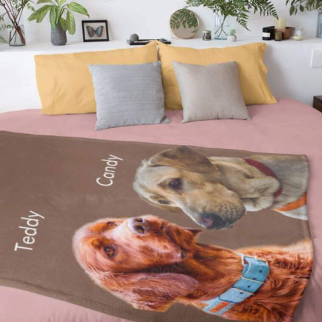 dog photo blanket, pet face blanket, pet portrait blanket, gifts for dog lovers, dog lovers gifts, gifts for dog owners, custom dog blanket, dog memorial gifts, pet memorial gifts, dog loss gifts, cat dad gifts, dog mom gifts, father's day gifts