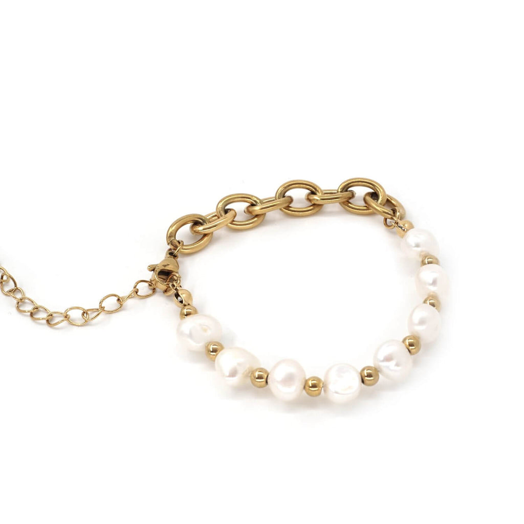 kora garro gold bracelet baroque pearl bracelet Quinn