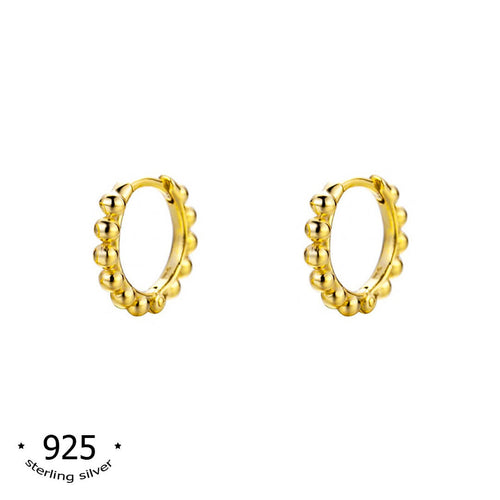 sterling silver small bead hoop earrings - koragarro