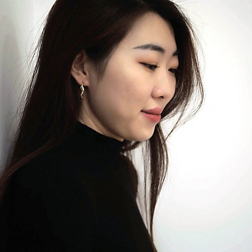 Kora Garro Jewelry gold hoop earrings rainbow color cubic zirconia medium hoop earrings rita