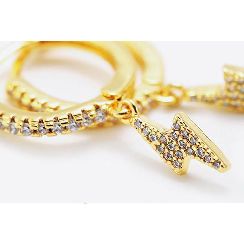 koragarro lightning bolt earring gold huggie hoop earrings