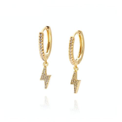 koragarro lightning bolt earring gold huggie hoop earrings