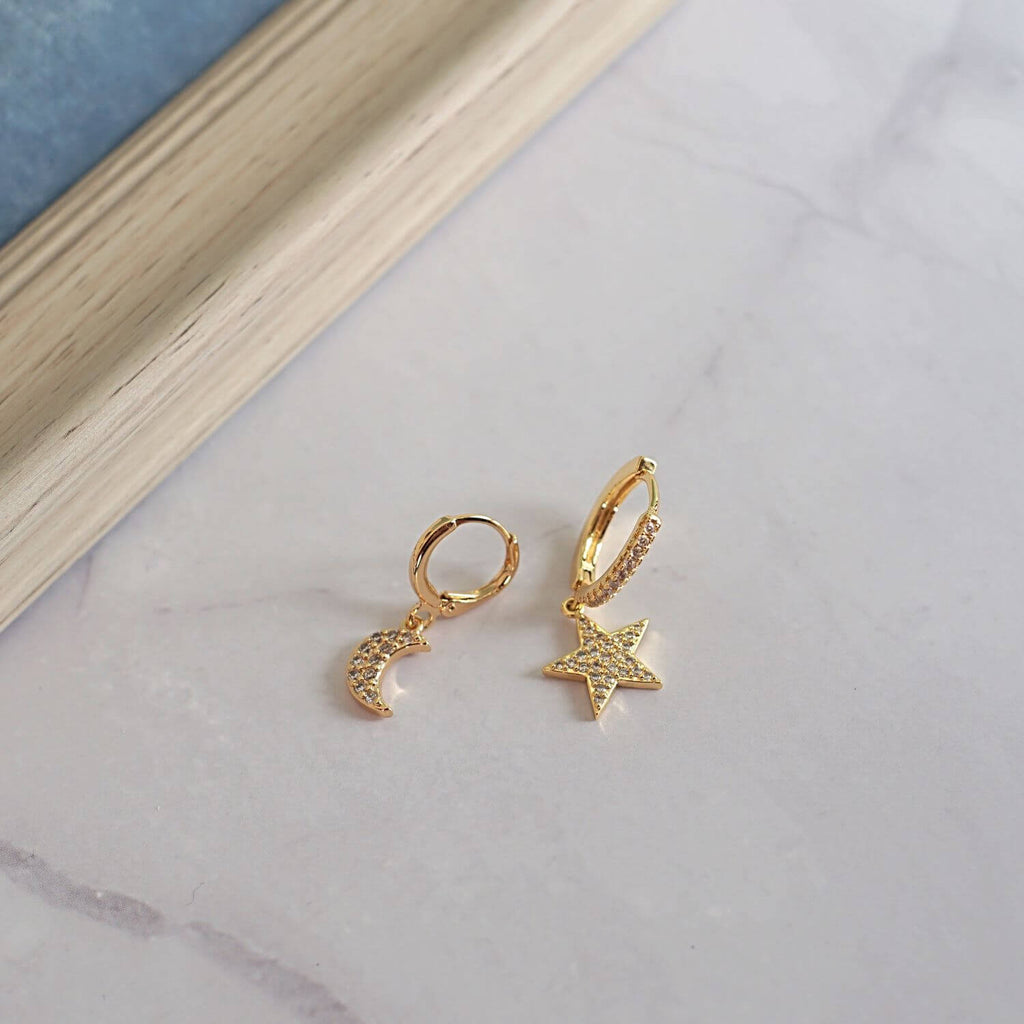 Kora Garro Jewelry hoop earring gold huggie earrings star dangle earrings cubic zirconia Alexis earrings for gift