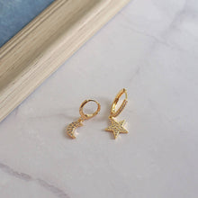 Load image into Gallery viewer, Kora Garro Jewelry hoop earring gold huggie earrings star dangle earrings cubic zirconia Alexis earrings for gift
