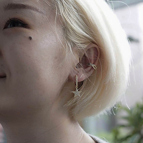 Kora Garro Jewelry hoop earring gold huggie earrings star huggie earrings  Alexis earrings 