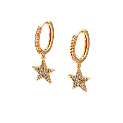 Kora Garro Jewelry hoop earring gold huggie earrings star dangle earrings cubic zirconia Alexis earrings for gift