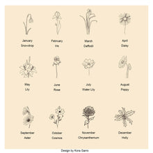 Load image into Gallery viewer, koragarro birth month flower illustration