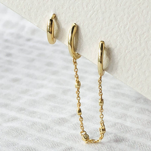 koragarro multi piercing double hoop chain earring Lexi gold