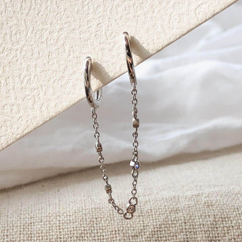 LEXI Silver Double Chain Hoops