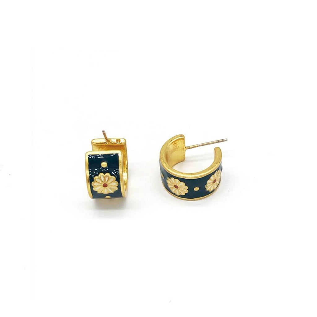 koragarro jewelry small hoop earring enamel flower hoops Daisy