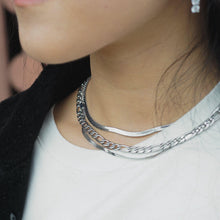 Load image into Gallery viewer, kora garro jewelry silver chain choker necklace flat snake chain herringbone chain Stella