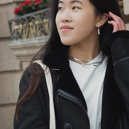 kora garro jewelry silver chain choker necklace flat snake chain herringbone chain Stella