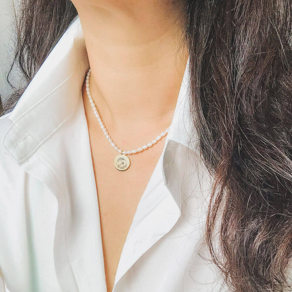 koragarro custom engraved necklace pearl choker necklace