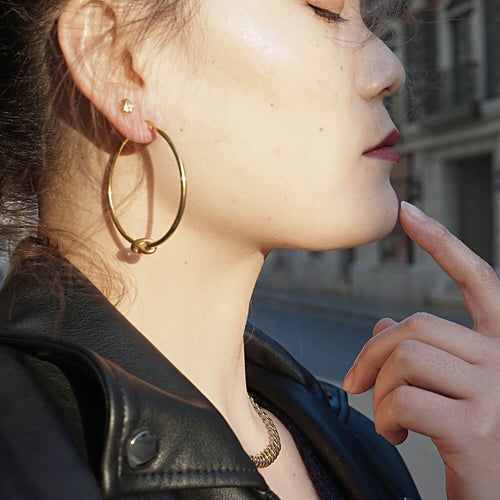 kora garro jewelry large hoop earrings gold classic hoop earrings love knot Josie