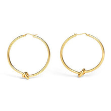 Load image into Gallery viewer, kora garro jewelry large hoop earrings gold classic hoop earrings love knot Josie