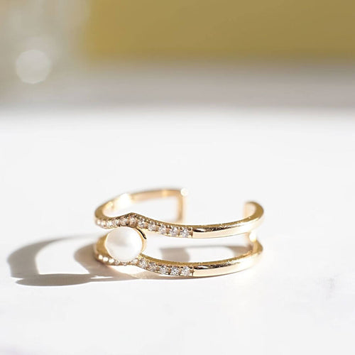 pearl adjustable sterling silver ring Junekora garro jewelry