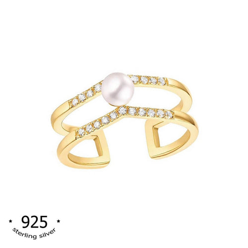 pearl adjustable sterling silver ring Junekora garro jewelry