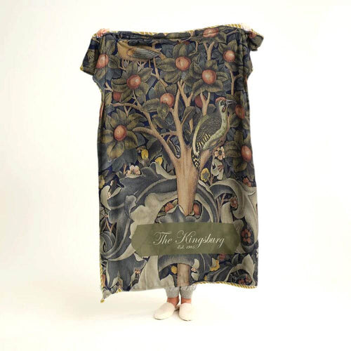 koragarro Woodpecker Vintage Wall Art Blanket, Personalized Blanket, William Morris Flower and Fruits Wall Paper, Birthday Mothers Day Gift, Grandparents gift