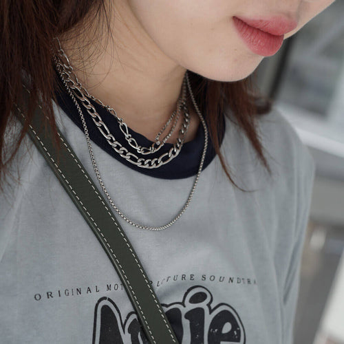 koragarro layered necklace set silver chain necklaces Paris