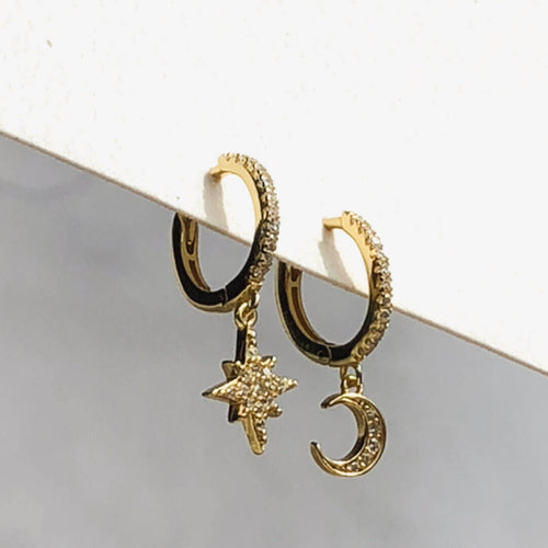 sterling silver earrings mismatch moon star huggie hoops elena koragarro