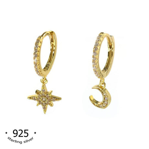 sterling silver earrings mismatch moon star huggie hoops elena koragarro
