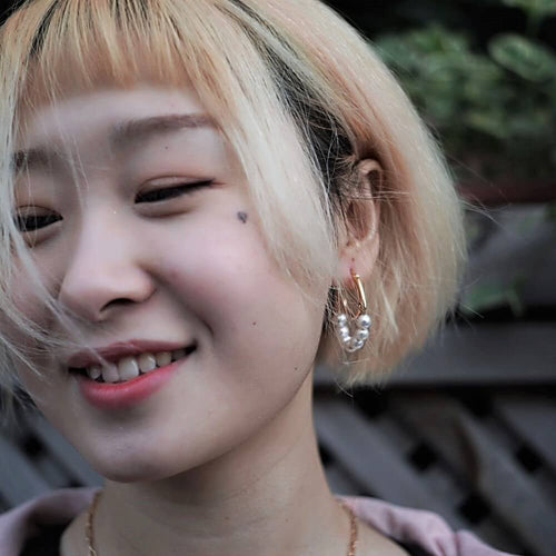 Kora Garro jewelry pearl earrings hoop earring dual hoop gold imitation pearl Kalen