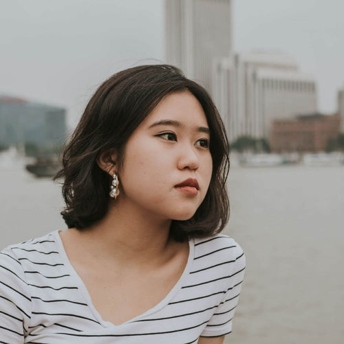 Kora Garro jewelry pearl earrings hoop earring gold chunky earring imitation pearl Laura