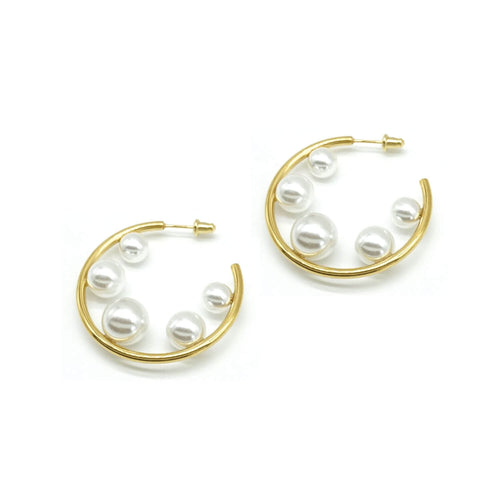 Kora Garro jewelry pearl earrings hoop earring gold chunky earring imitation pearl Laura