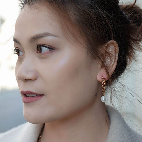 Kora Garro jewelry pearl earrings gold drop earring freash water baroque pearl mismatch earrings alice