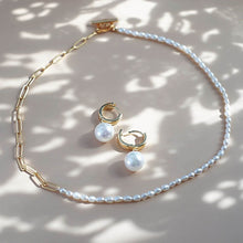 Load image into Gallery viewer, Kora Garro jewelry pearl earrings gold earring huggie hoop earring imitation pearl Mary