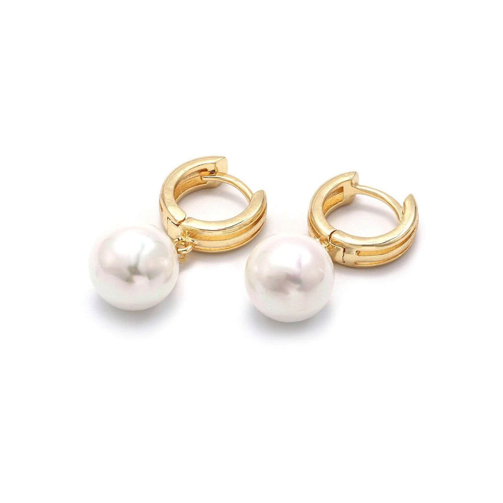 Kora Garro jewelry pearl earrings gold earring huggie hoop earring imitation pearl Mary