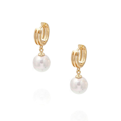 Kora Garro jewelry pearl earrings gold earring huggie hoop earring imitation pearl Mary