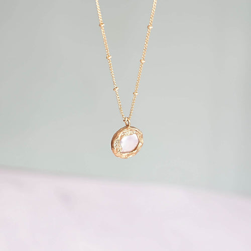 Kora Garro jewelry pearl necklace  freash water baroque pearl gold button charm necklace galia