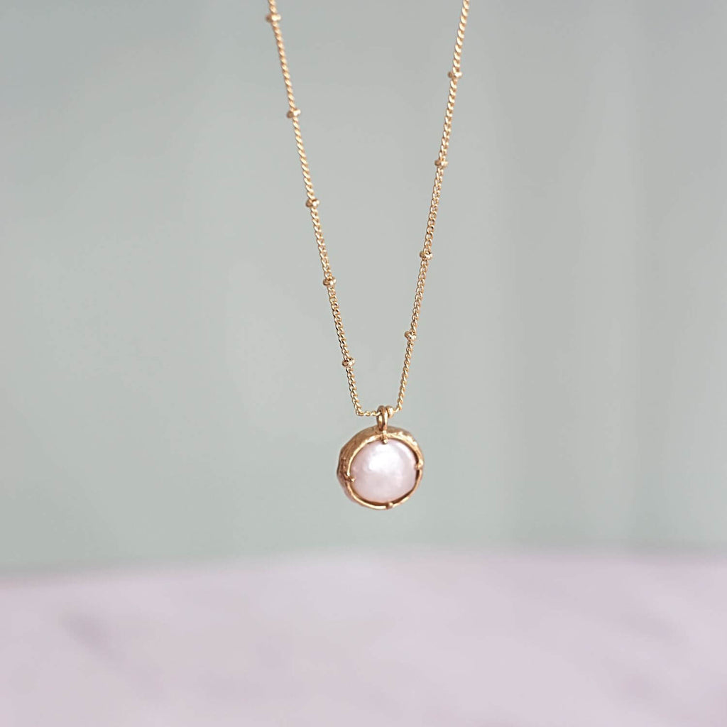 Kora Garro jewelry pearl necklace  freash water baroque pearl gold button charm necklace galia