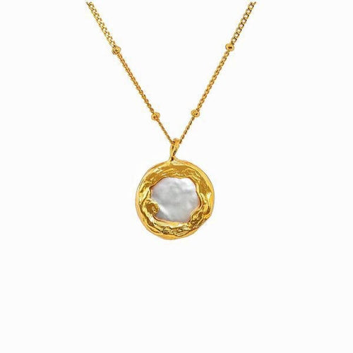 Kora Garro jewelry pearl necklace  freash water baroque pearl gold button charm necklace galia