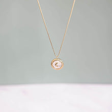 Load image into Gallery viewer, Kora Garro Jewelry pendant necklace gold cresent moon mother of pearl shell charm necklace Lucia