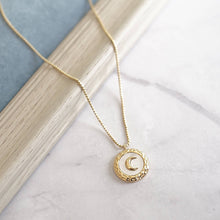 Load image into Gallery viewer, Kora Garro Jewelry pendant necklace gold cresent moon mother of pearl shell charm necklace Lucia