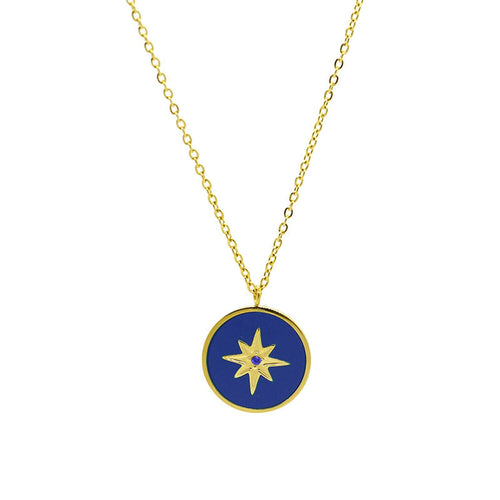 Kora Garro Jewelry pendant necklace gold north star blue enamel charm necklace Kai