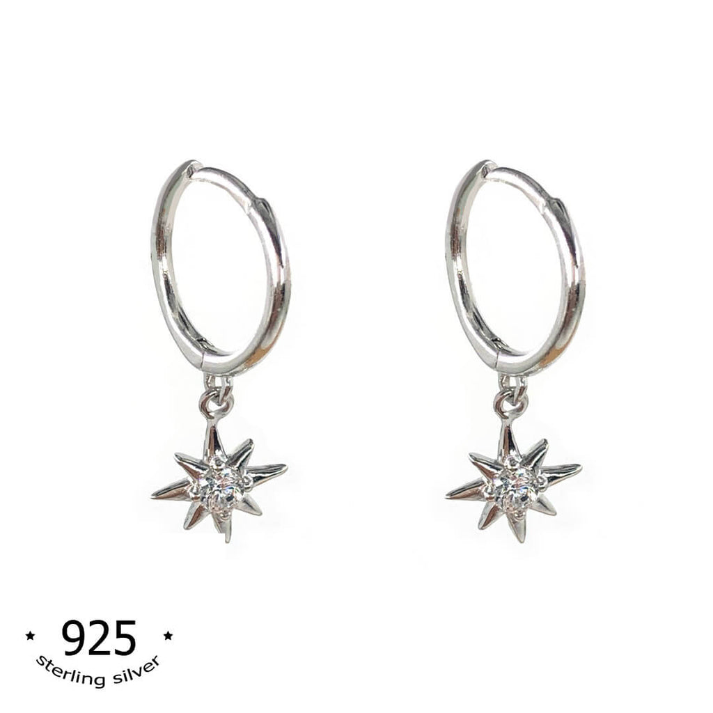 sterling silver earrings star huggie earrings nova koragarro