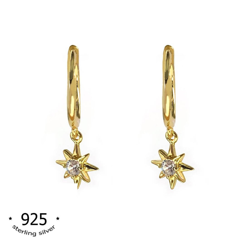 sterling silver gold star huggie earrings nova koragarro
