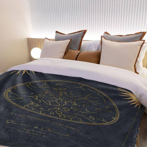 koragarro Custom Star Map Throw Blanket, Night We Met, Anniversary Wedding Constellation, Star Map Wedding Personalized Gift