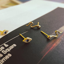Load image into Gallery viewer, gold mini studs serpent - koragarro sterling silver stud earrings
