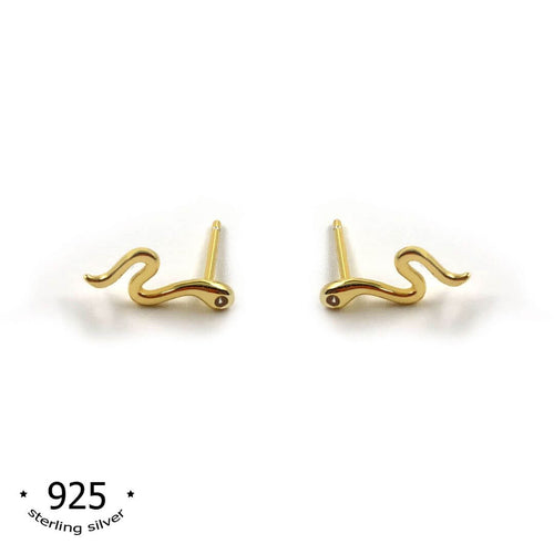 gold studs snake stud sterling silver earrings - koragarro earrings serpent