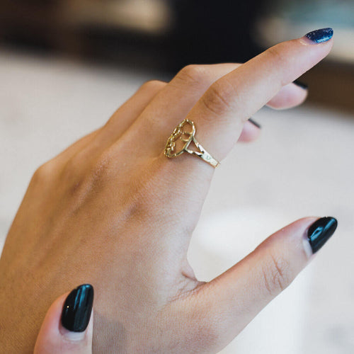 sterling silver ring abstract femme face adjustable ring   Le Charisme collection koragarro